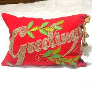 Greetings Christmas Throw Pillow Cover